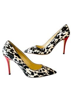 NWOT Giuseppe Zanotti black red white animal print snakeskin heels 41